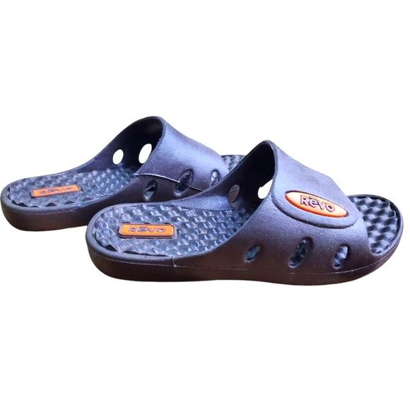 Kids Revo Blue and Orange Slide Sandals. SMALL - Picture 2 of 10